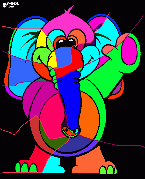 elefante disco sicodelico para colorear