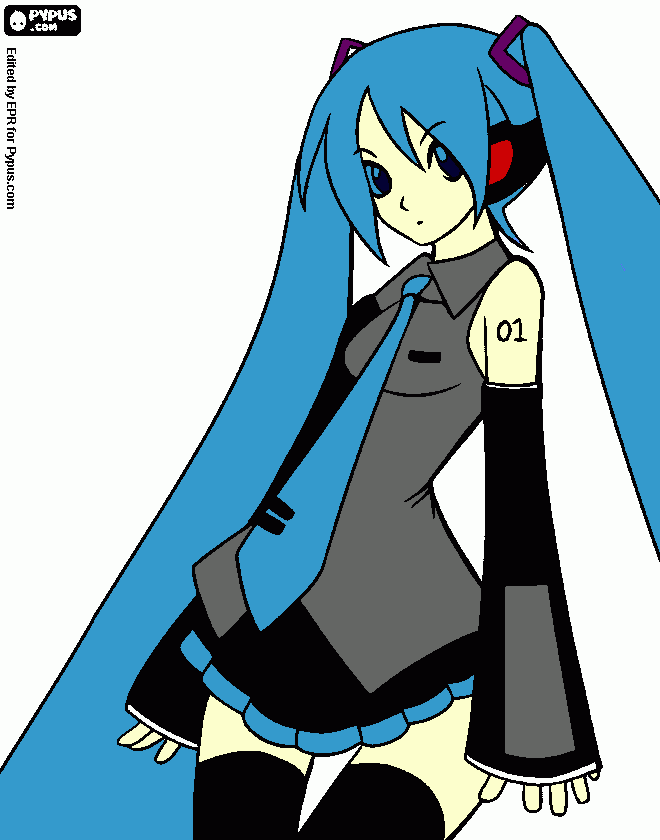 ella esmiku hatsune la cantante para colorear