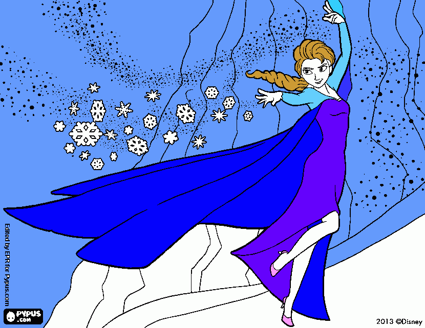 elsa en el hielo para colorear