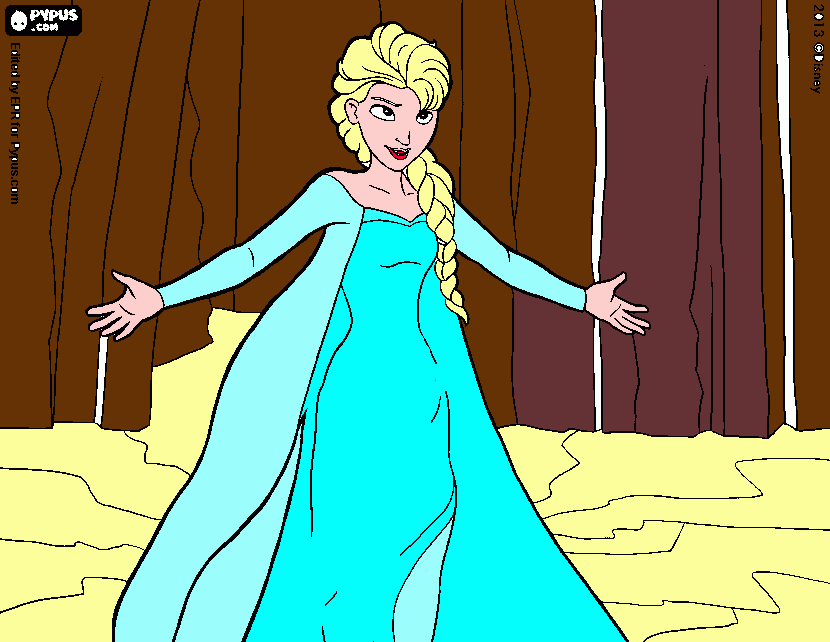 Elsa en el para colorear