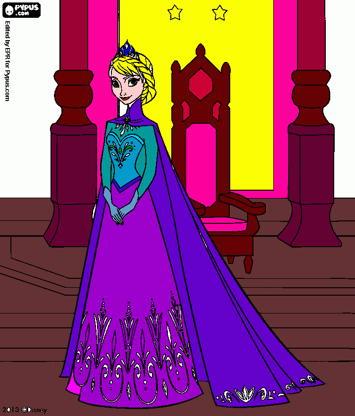 Elsa en su coronacion. para colorear