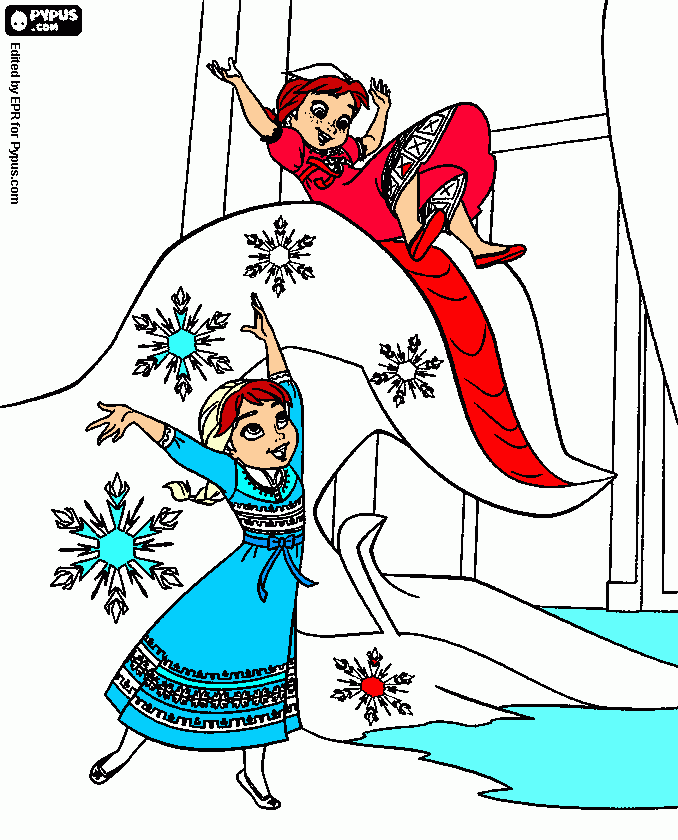 elsa hilo y elsa fuego para colorear