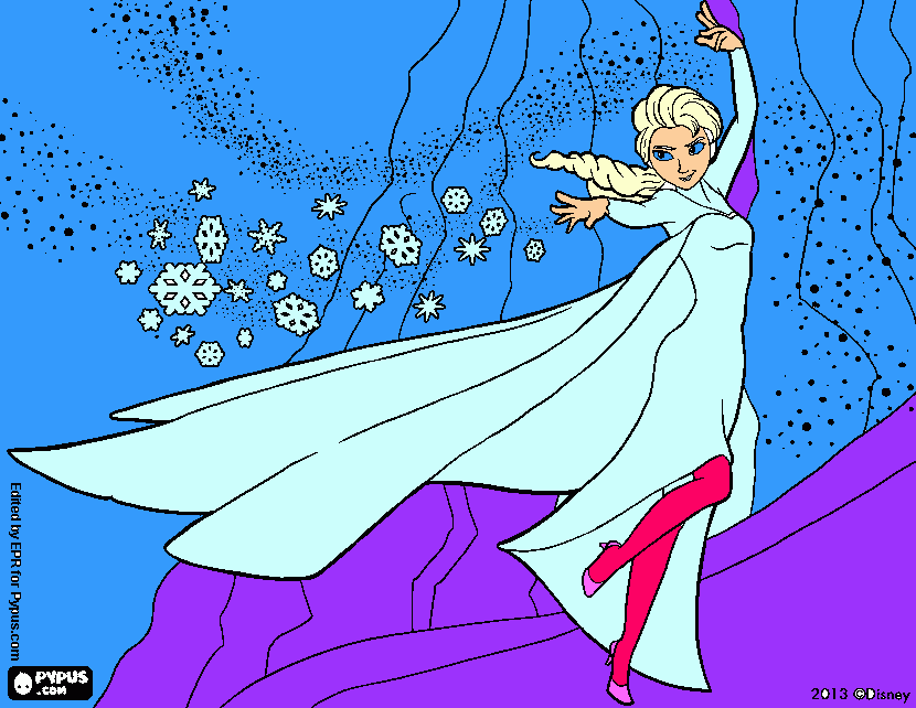 ELSA USANDO SU PODER para colorear