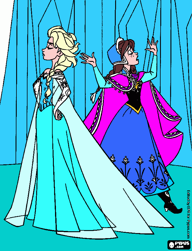 elsa  y ana enojadas  para colorear