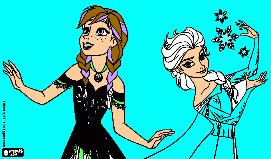 Elsa y Ana.Frozen para colorear