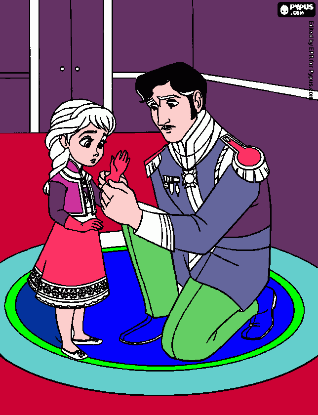 elsa y papa para colorear