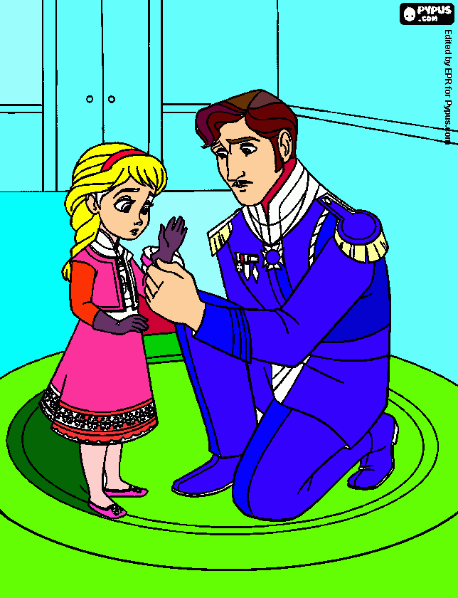 Elsa y su papi para colorear