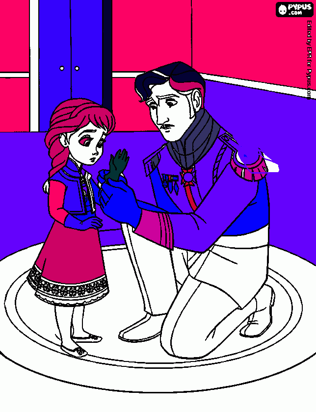 elsa y su papá para colorear