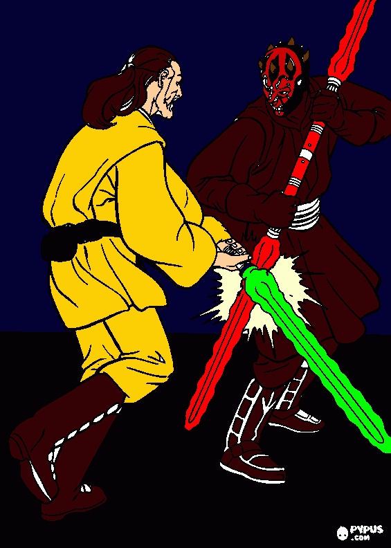 episodio 1 amenaza fantasma darth maul vs. quin gon jim para colorear