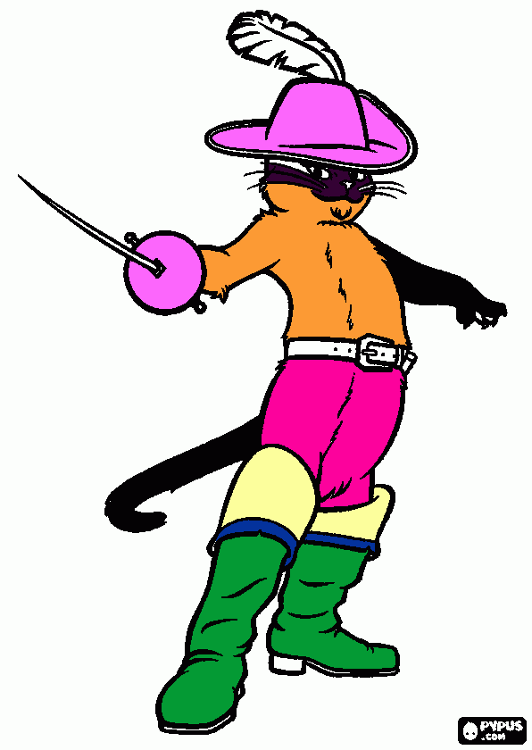 es de barios colores el gato con botas para colorear