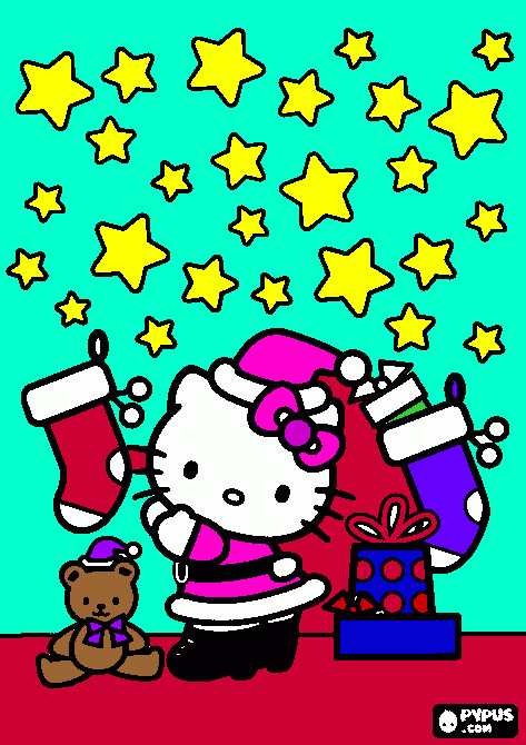 es hello kitty en navidad para colorear