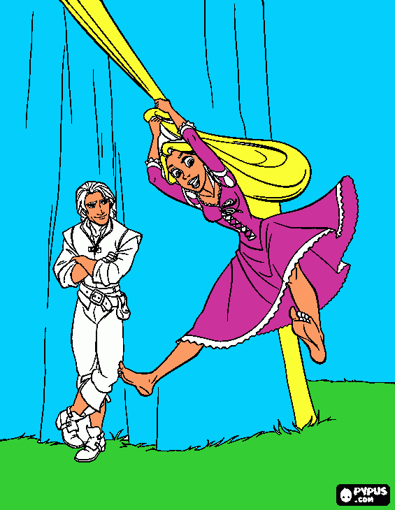 es rapunzel i eugin para colorear