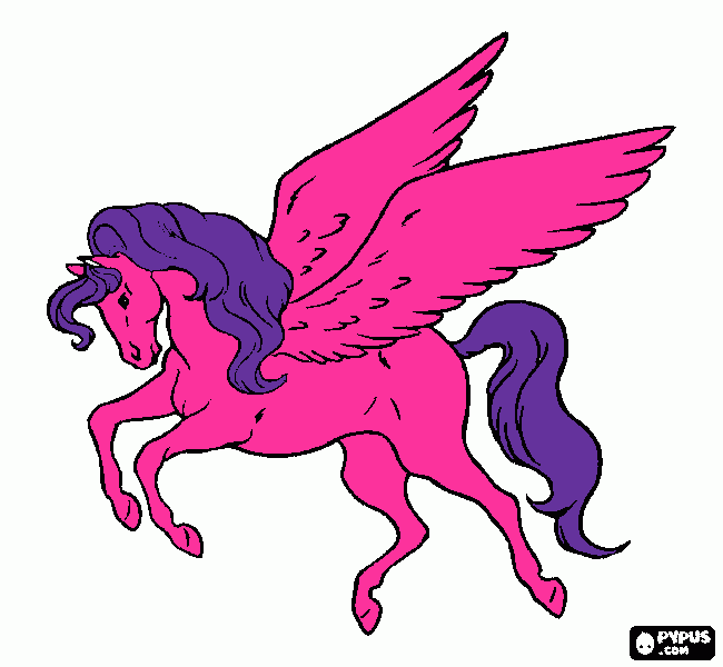 es un alicornio tiene pelo violeta y cuerpo rosa para colorear