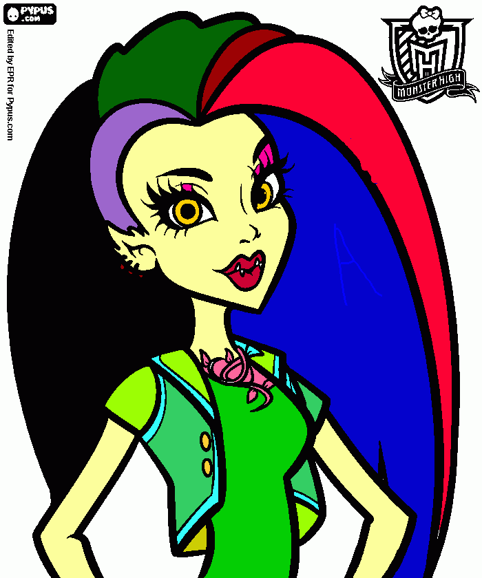 es una alumna nueva que entra a monster high y es linda pero muy rara para colorear