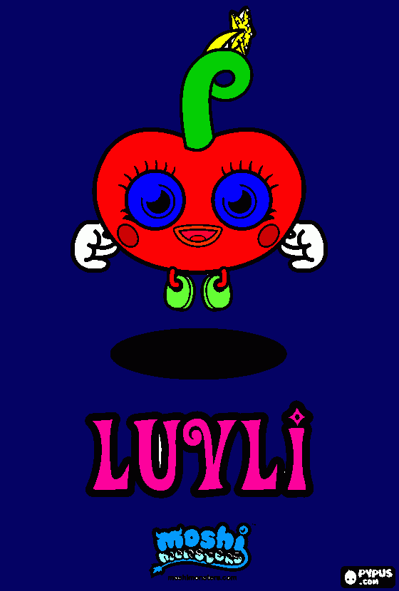 es una manzana,tiene un gran corazon y se llama luvli. para colorear