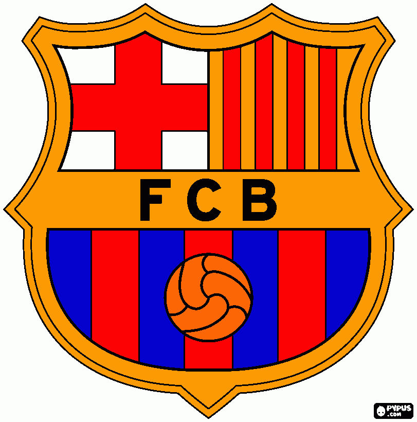 ESCUDO DEL MEJOR EQUIPO DEL MUNDO ENTERO QUE SE LLAMA F.C. BARCELONA para colorear