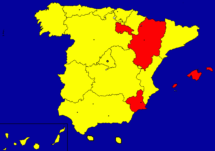 España Mapa politico Actual para colorear