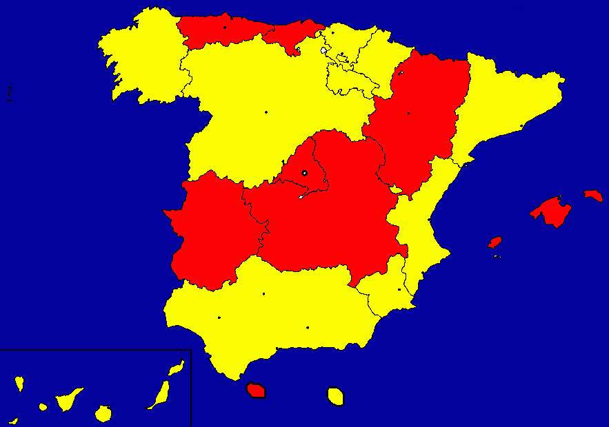 España Mapa politico Primera Legislatura para colorear