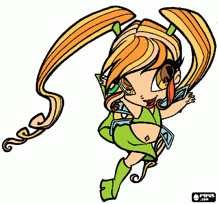 esta es chatta el la pixie conectada a flora de las winx club para colorear