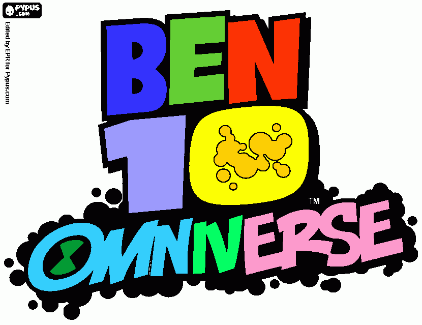 Este es mi estilo de dibujo para pintar el Logo de Ben 10 Omiverse para colorear