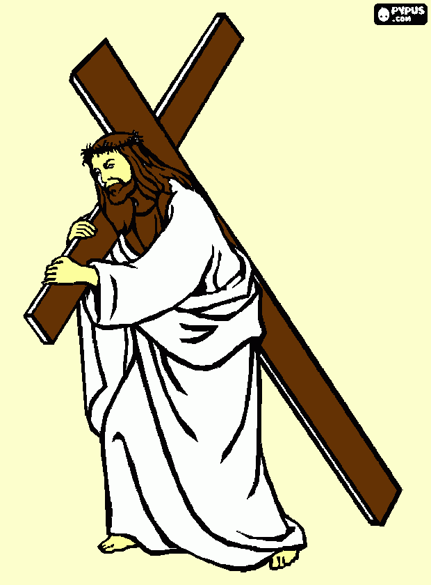 este jesus cargando la cruz para colorear