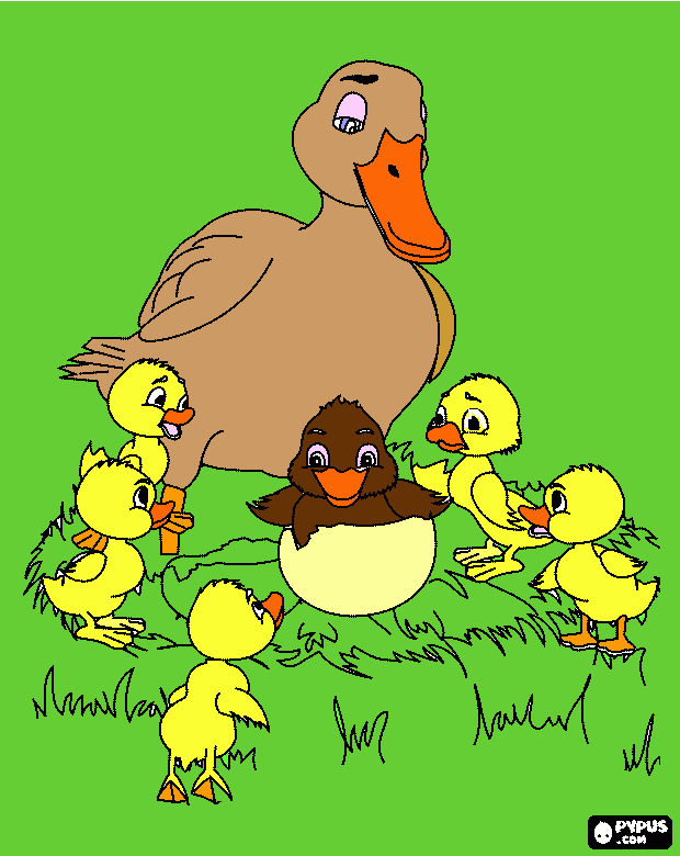 familia pato y patito feo para colorear