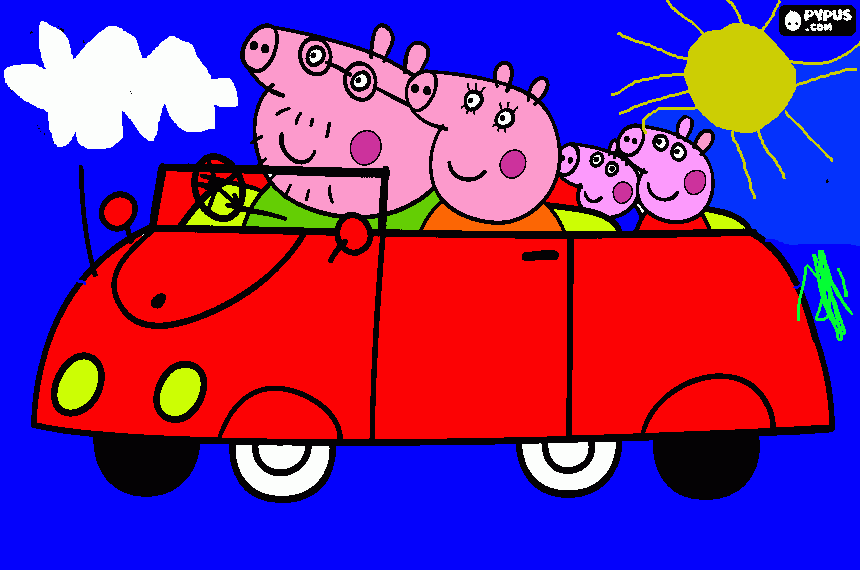 familia pig de excursion para colorear