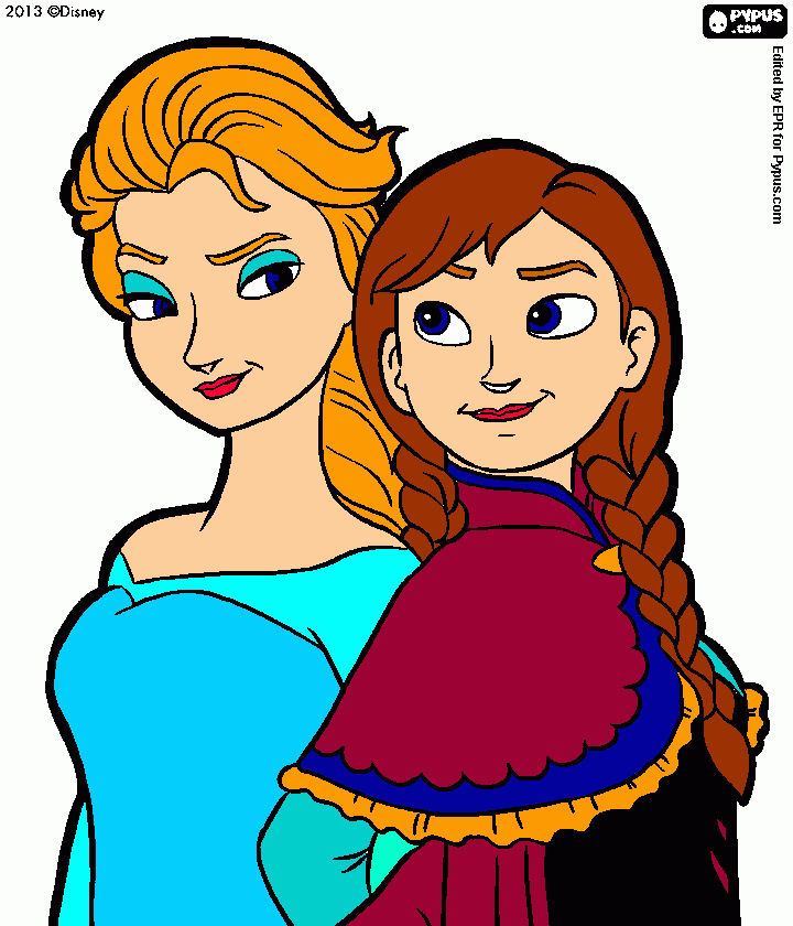 frozen ana i elsa para colorear