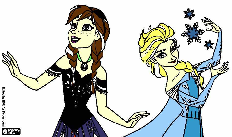 frozen elsa y anna para colorear