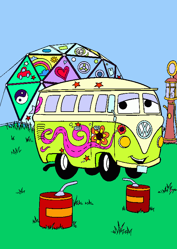 furgo hippie para colorear