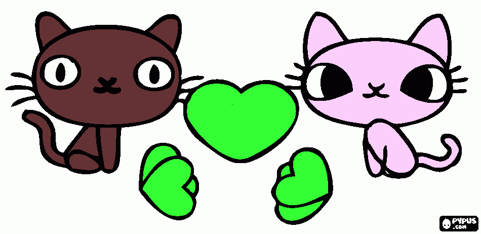 gatitos enamorados para colorear