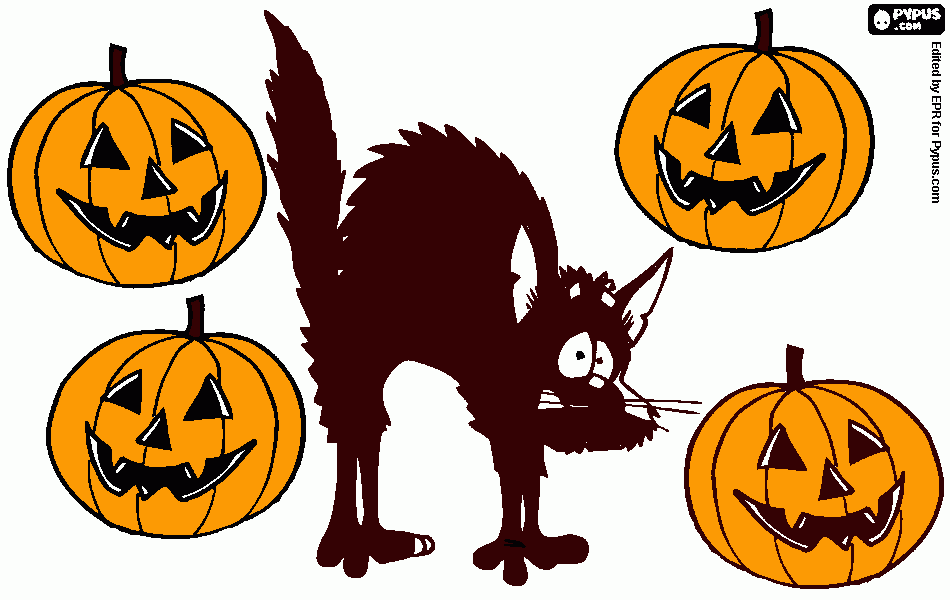 gato aterrorizado para colorear