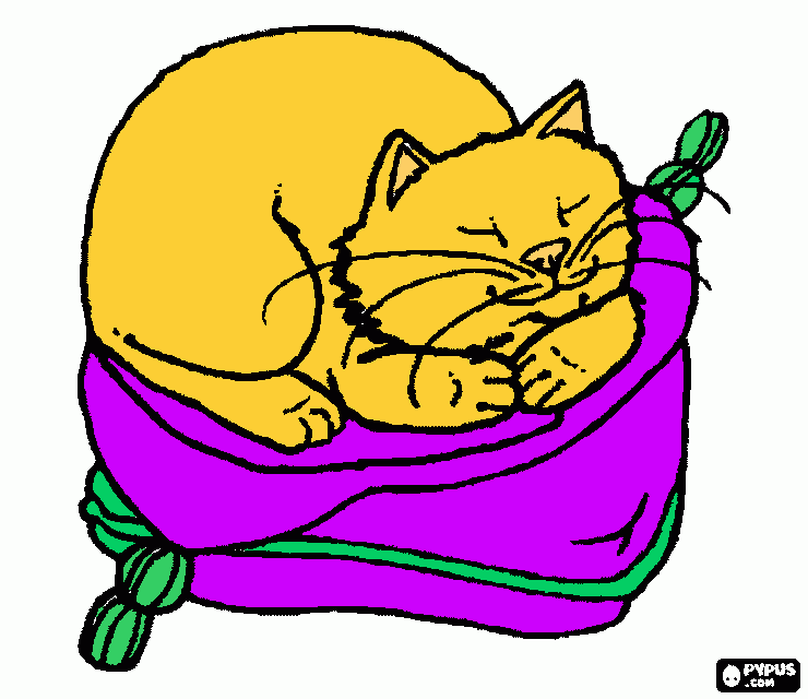 gato dormido para colorear