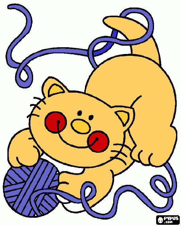 gato jugando para colorear