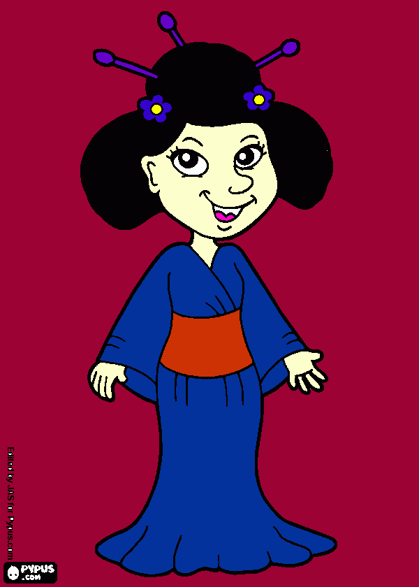 GEISHA (tradicional japonesa) para colorear