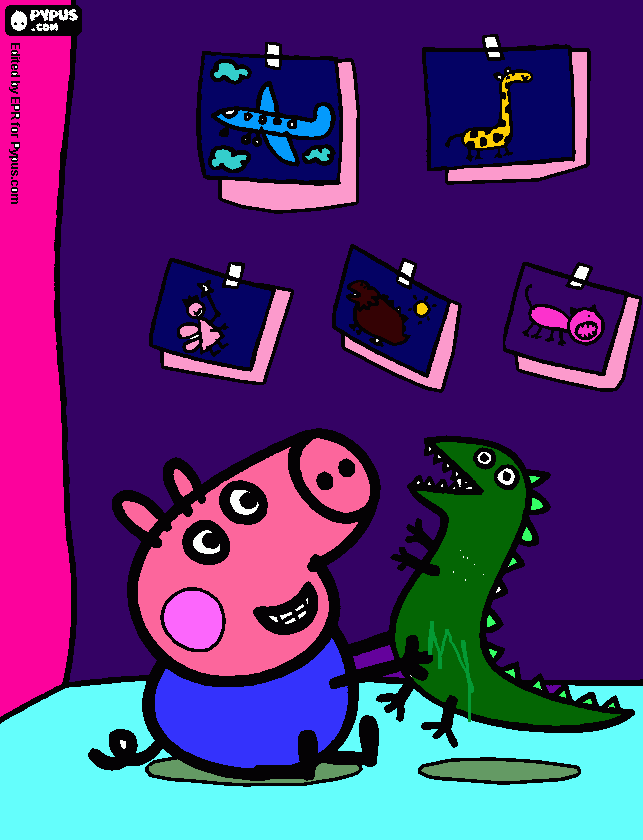 george y dinosaurio para colorear