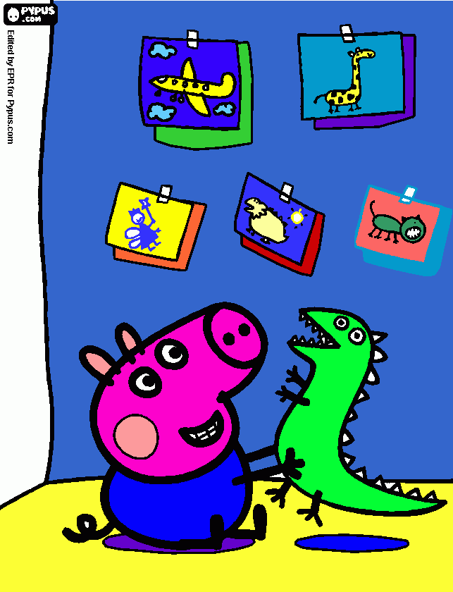 George y el dinosaurio para colorear