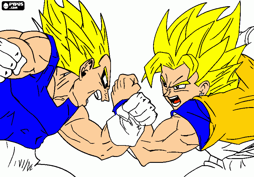 gocu  vs  vegeta para colorear