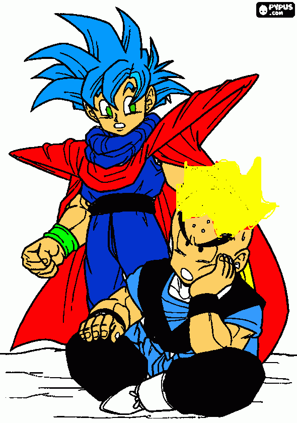 gohan y krilin enogdo y inpresionado para colorear