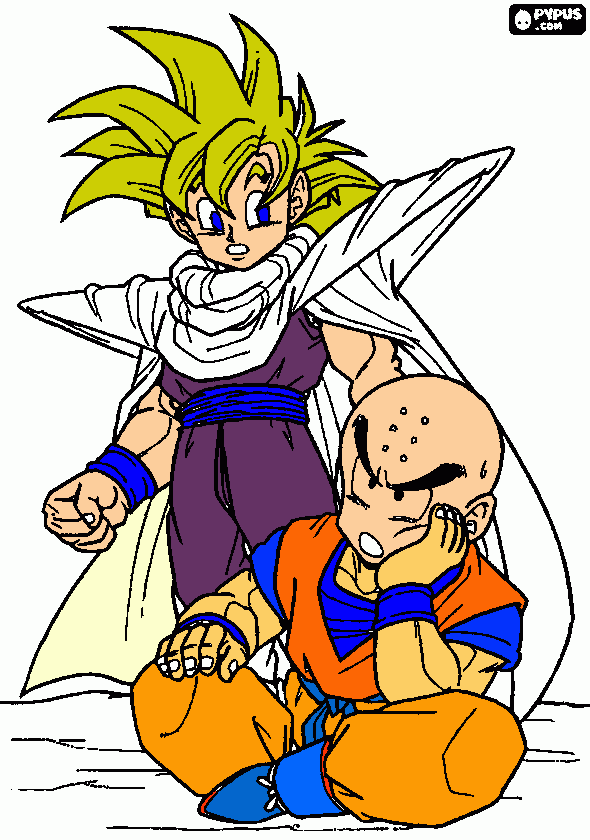 gohan y krilin para colorear