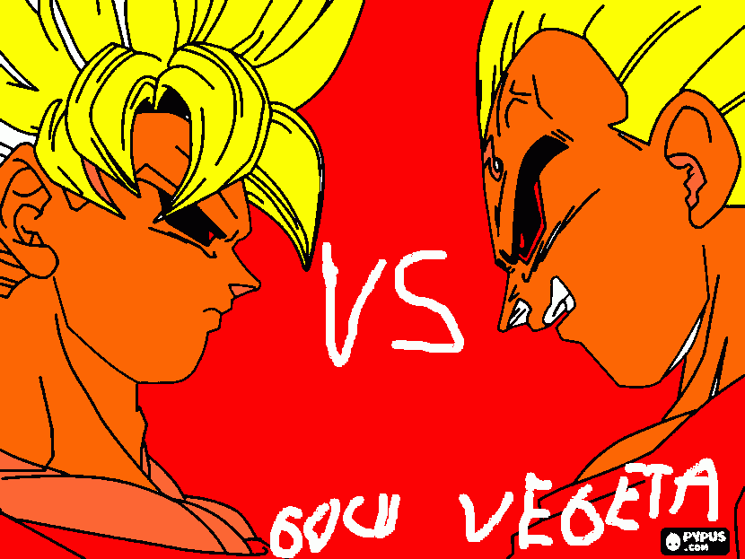 goku   vs   vegeta para colorear