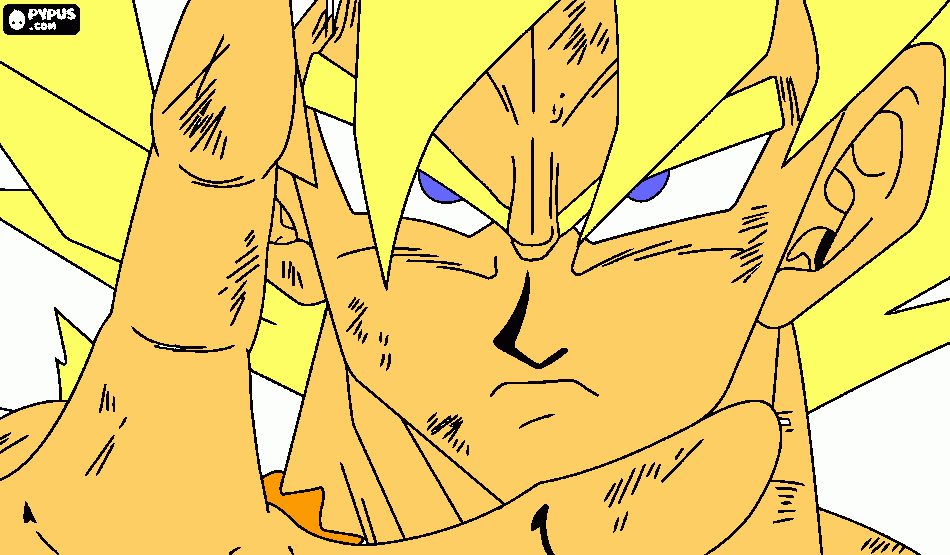 GOKU ASIENDO UN PODER para colorear