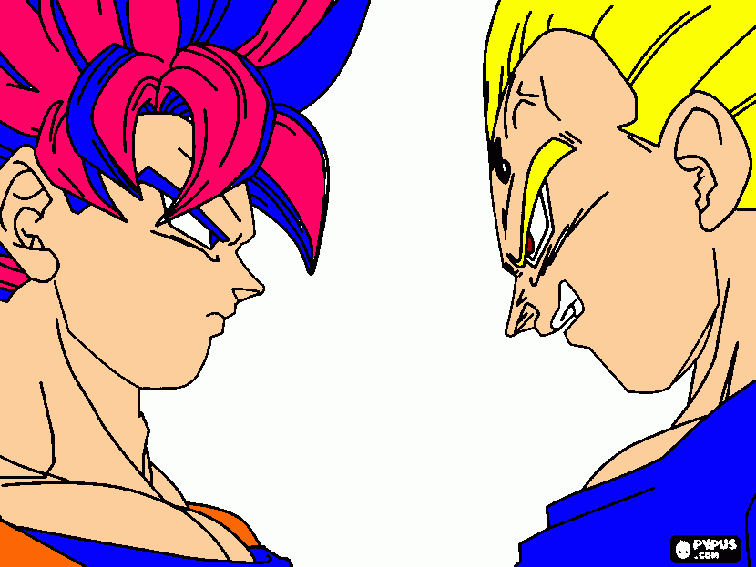 goku cara a cara con tra vegeta para colorear