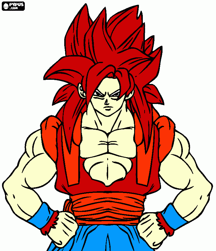 Goku con bertido en ssjs4 para colorear