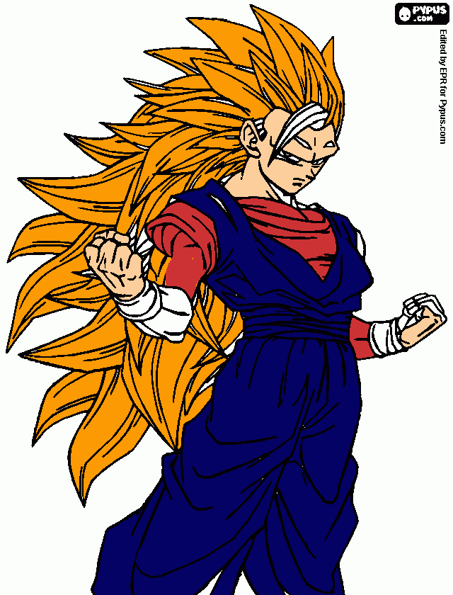 goku convertido ensuper saiyan 3 para colorear