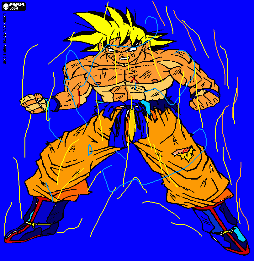 goku convirtienose en super saiyan para colorear