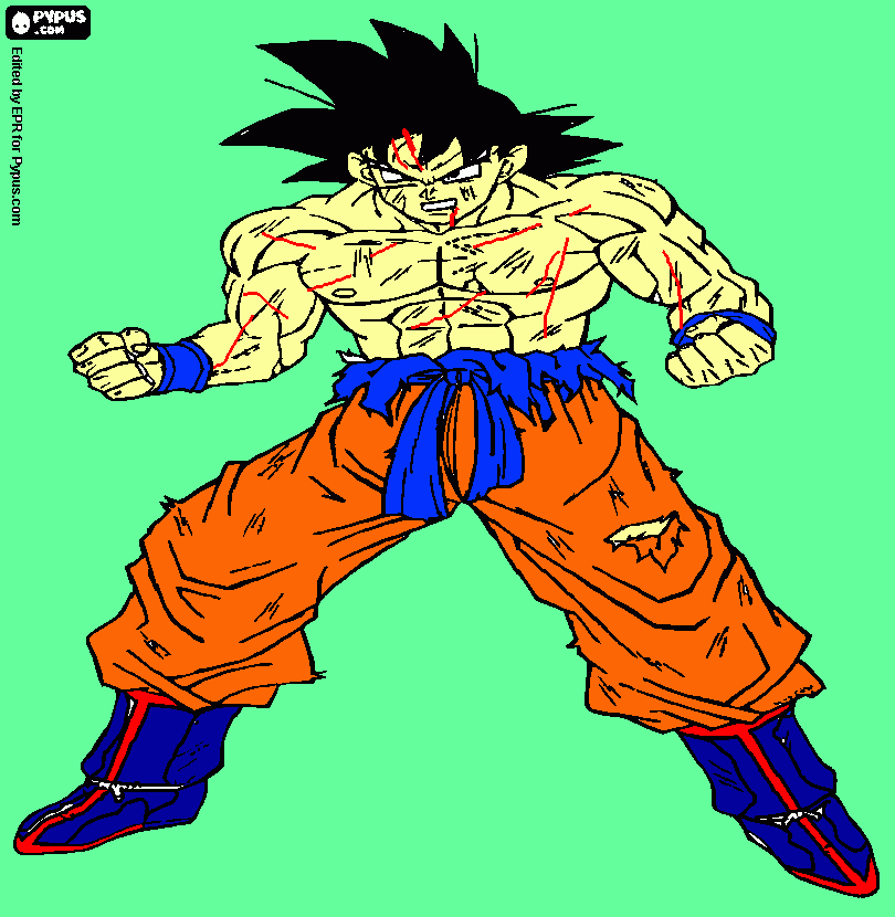 goku dañado des pues de pelear con el malvado de freezer para colorear