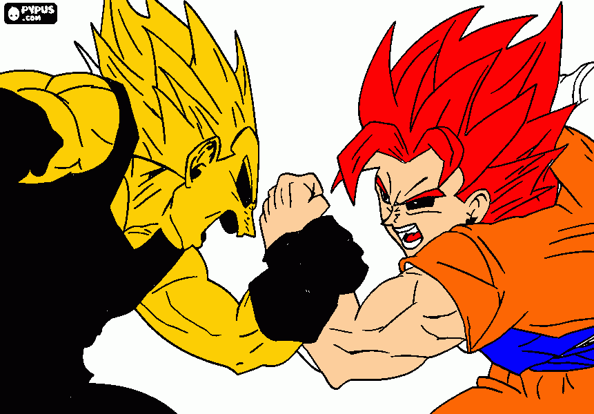 GOKU EL DIOS Y  VEGETA FACE  8 para colorear