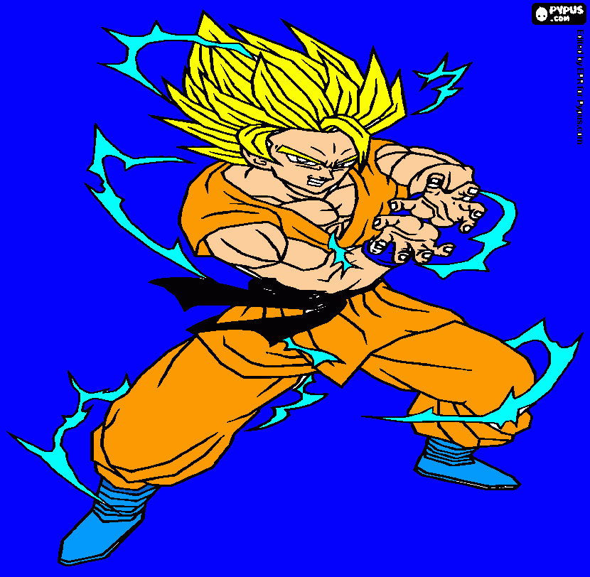 goku en super sayajin 2 para colorear