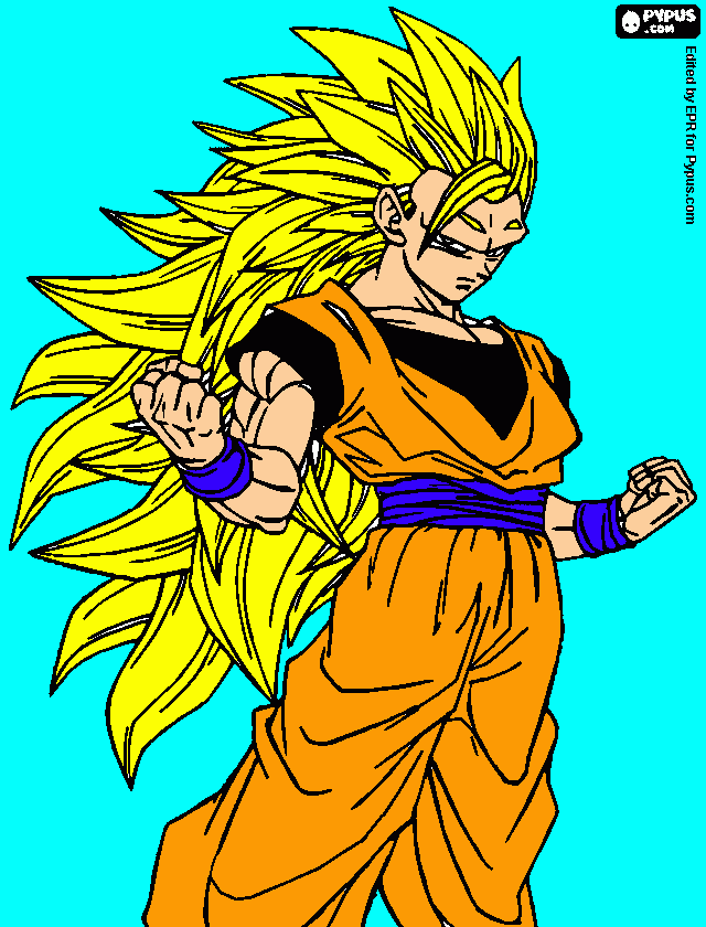 goku en super sayajin 3 para colorear